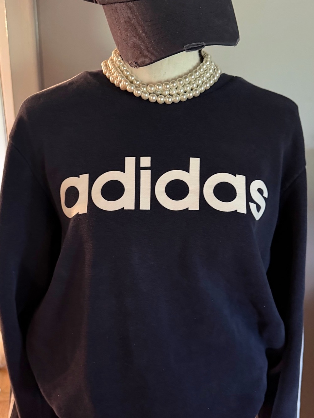 adidas Navy Crewneck Sweatshirt with White Logo